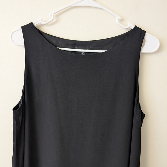 Eileen Fisher Womens Small Sleeveless Dress 100% Silk Black Classic Contemporary - Picture 3 of 7